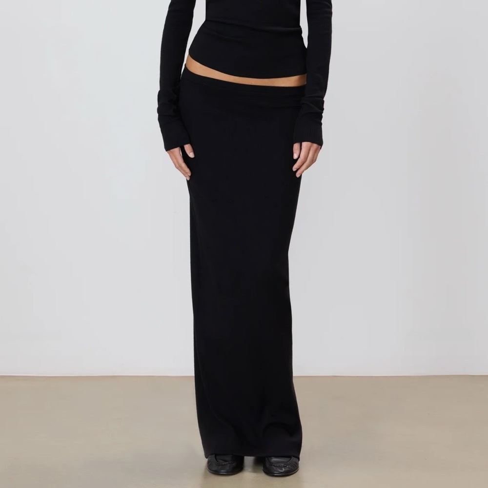 Eterne Butter Rib Emma Maxi Skirt Black XS